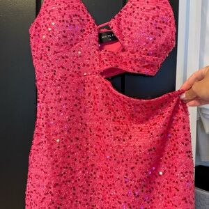 White Fox Boutique Pink Sequin Mini Dress